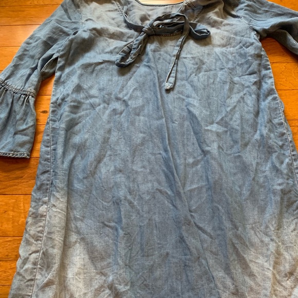 Anthropologie Ruffle Sleeve Chambray Dress - Picture 3 of 3